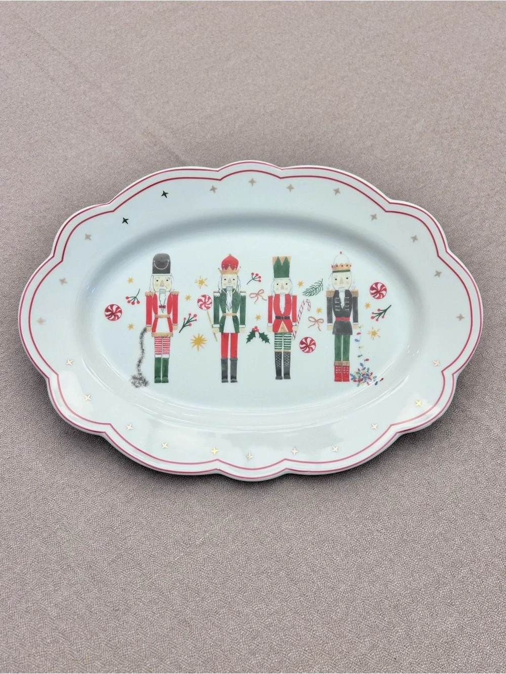 Grace Teaware Scalloped Holiday Royal Nutcrackers Serving Platter Porcelain New